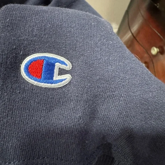 Champion Men's Navy Hoodie Sweater - Picture 4 of 8